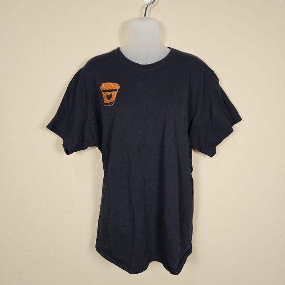 Pumpkin Spice Unisex XL Heavy Cotton T-Shirt Glitter Sparkle Holiday Coffee Tee - Picture 2 of 9
